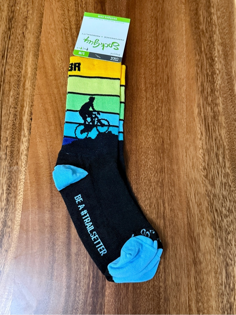 Cycling Crew Socks - Black & Blue with Stripes for Virginia’s Blue Ridge
